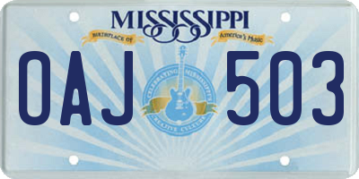 MS license plate OAJ503