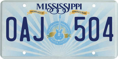 MS license plate OAJ504