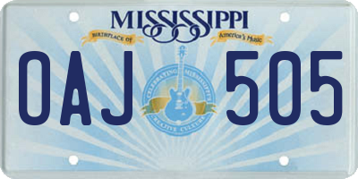 MS license plate OAJ505
