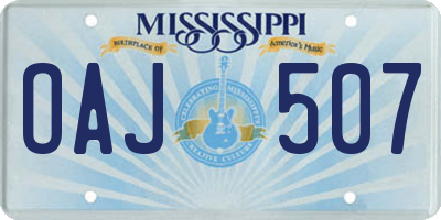 MS license plate OAJ507