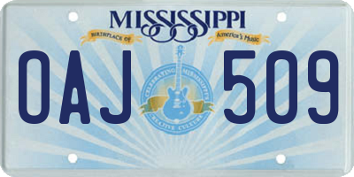 MS license plate OAJ509