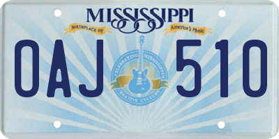 MS license plate OAJ510