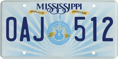 MS license plate OAJ512