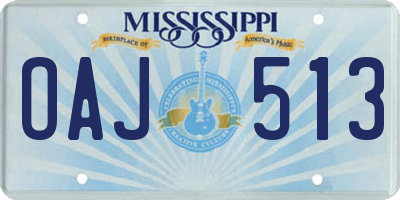 MS license plate OAJ513