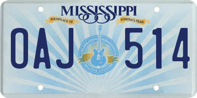 MS license plate OAJ514