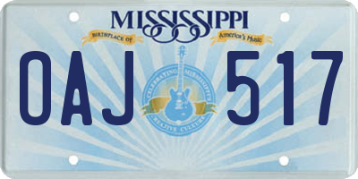 MS license plate OAJ517