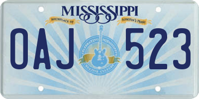 MS license plate OAJ523