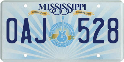 MS license plate OAJ528