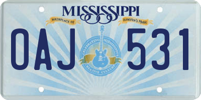 MS license plate OAJ531