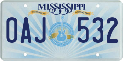 MS license plate OAJ532