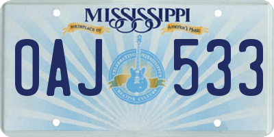 MS license plate OAJ533