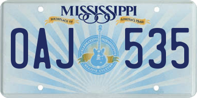 MS license plate OAJ535