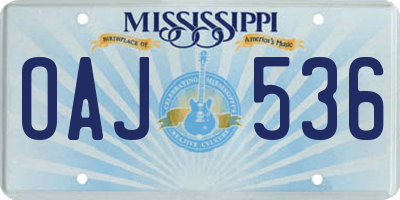 MS license plate OAJ536