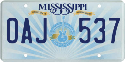 MS license plate OAJ537