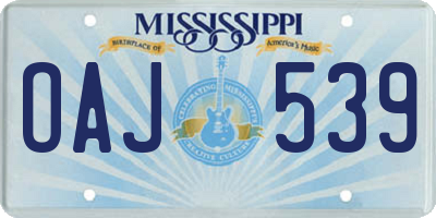 MS license plate OAJ539