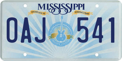 MS license plate OAJ541