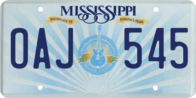 MS license plate OAJ545