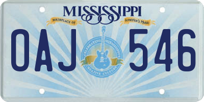 MS license plate OAJ546