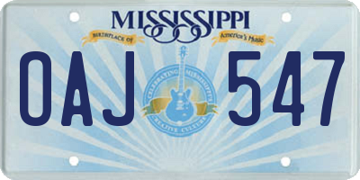 MS license plate OAJ547