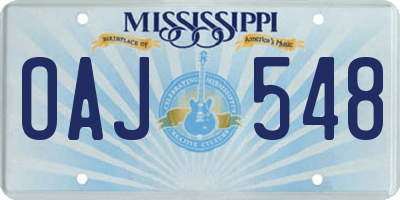 MS license plate OAJ548