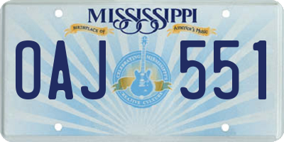 MS license plate OAJ551