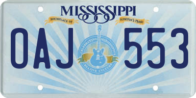 MS license plate OAJ553