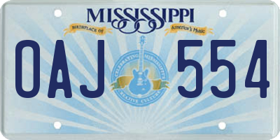 MS license plate OAJ554