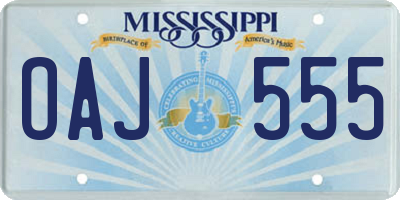 MS license plate OAJ555
