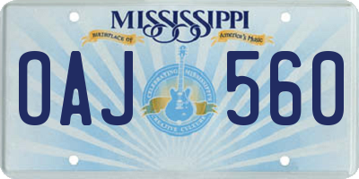 MS license plate OAJ560