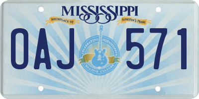 MS license plate OAJ571
