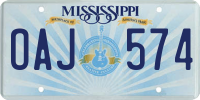 MS license plate OAJ574