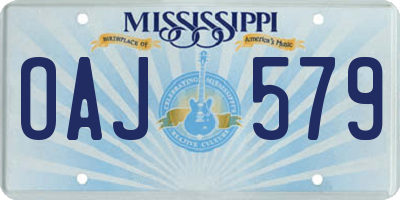 MS license plate OAJ579