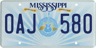 MS license plate OAJ580