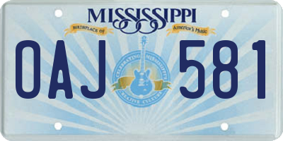 MS license plate OAJ581