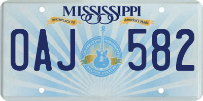 MS license plate OAJ582