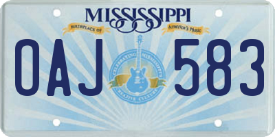MS license plate OAJ583
