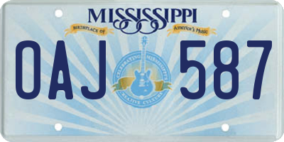 MS license plate OAJ587
