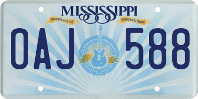 MS license plate OAJ588
