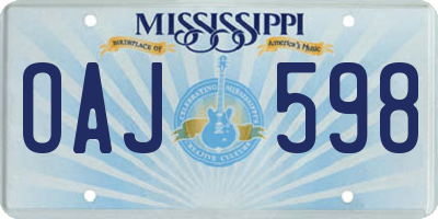 MS license plate OAJ598
