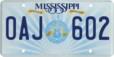 MS license plate OAJ602