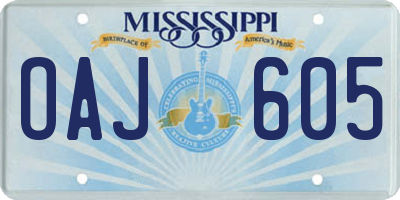 MS license plate OAJ605