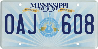 MS license plate OAJ608