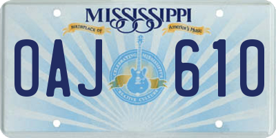 MS license plate OAJ610