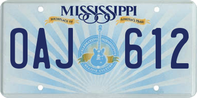 MS license plate OAJ612