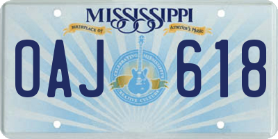 MS license plate OAJ618