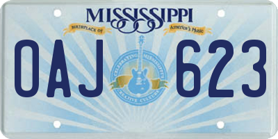 MS license plate OAJ623