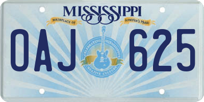 MS license plate OAJ625