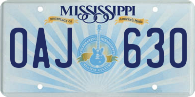 MS license plate OAJ630
