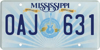 MS license plate OAJ631