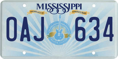 MS license plate OAJ634